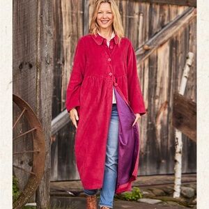 April Cornell NWT’s Very Red Corduroy Maxi Jacket